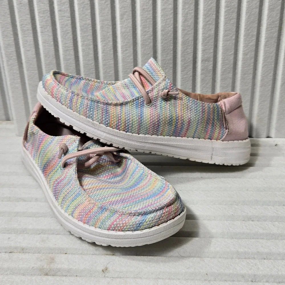 Hey Dude Wendy Youth Sox Pastels Multi Color Slip‎ On Loafers Size 5Y 130255074